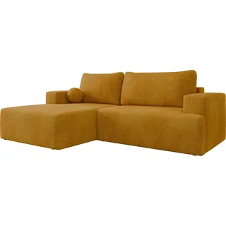 MIRJAN24 Ecksofa Mivo, Wohnzimmmer L-Form mit Schlaffunktion und Bettkasten (Farbe: Wave 05, Seite: Links) - Orange