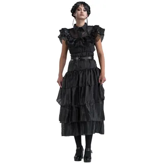 Chaks Kostüm Wednesday für Damen | Ballkleid Rabenball Schwarz - Addams Family M