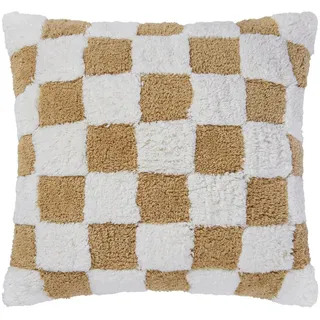 Butlers Kissen Checker Style , Hellbraun , Textil , 50x50 cm , Heimtextilien, Wohntextilien, Kissen, Zierkissen