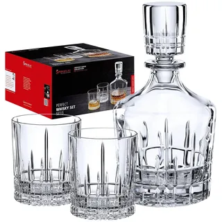 Spiegelau Perfect Serve Whisky-Set, 3-teilig, 750 ml / 368 ml, 4500198 | Karaffe mit 2 Whiskygläsern, Kristallglas
