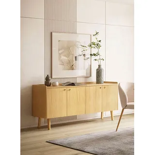 WoodMan Sideboard WOODMAN "Nice", braun (eiche), B:160cm H:75cm T:45cm, FSC-zertifiziertes teilmassives Holz, Sideboards, Sideboard, Kommode, Breite 169 cm, Echtholzfurnier aus Eiiche, viel Stauraum