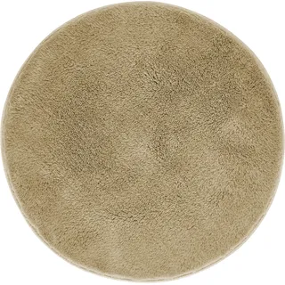 Andiamo Badematte rutschfest Florida - Badezimmerteppich weich und flauschig - Badteppich rutschfest waschbar Duschvorleger Badvorleger für Badezimmer 60 cm rund Taupe