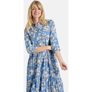 Sommerkleid LIEBLINGSSTÜCK "RorabethL", Damen, Gr. 36, N-Gr, air blau, Web, Obermaterial: 100% Viskose, geblümt, gemustert, lang, angesetztes Bündchen, Kleider Sommerkleid, mit Hemblusenkragen, 3/4-Ärmel