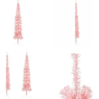 vidaXL Künstlicher Halb Weihnachtsbaum mit Ständer Schlank Rosa 210 cm - Künstlicher Halb-Weihnachtsbaum - Künstliche Halb-Weihnachtsbäume - Weihnachtsbaum - Künstlicher Weihnachtsbaum - Rosa