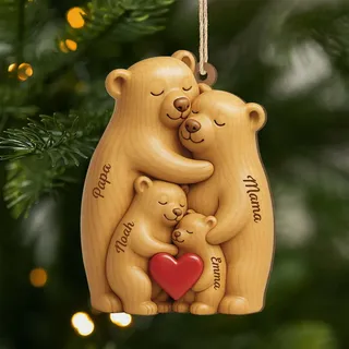 Geschenke Mall Personalisiertes Ornamente - Die Familie [3D-Druck-Effekt] - Weihnachtskugel mit Namen, Geschenke für Familie, Personalisierte Weihnachtsdekorationen mit Familiennamen (Modell #1)
