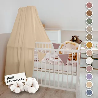 lilimaus Betthimmel Babybett [in 12 Farben] Himmel Babybett aus 100% Baumwolle Musselin - Betthimmel Mädchen & Jungen - Himmelbett Vorhänge als Kinderzimmer & Babyzimmer Deko - Baby Bett Vorhang