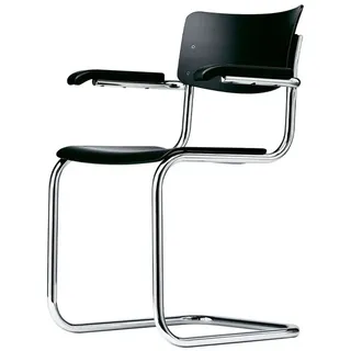 Thonet Armlehnstuhl S43F braun, Designer Mart Stam, 55x83x53 cm