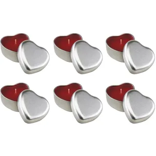 noTrash2003 Kerzen-Set Herz Kerze in Metall-Dose Geschenkidee Valentinstag Vanille-Duft (6er Set)