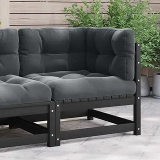 vidaXL Garten-Ecksofa mit Kissen Massivholz Kiefer - Schwarz