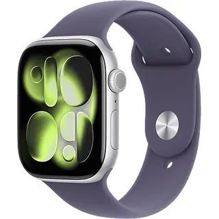 Apple Watch Series 11 GPS 46 mm Aluminiumgehäuse silber Sportarmband nebelviolett M/L