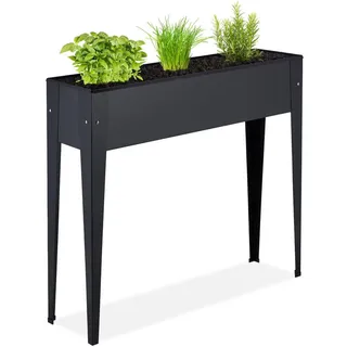 Relaxdays Hochbeet Metall 83 x 99 x 26 cm Schwarz