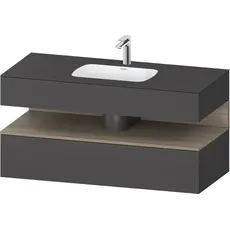 Duravit Qatego Einbauwaschtisch mit Konsolenwaschtischunterbau, 1200x550x600mm, Nische Eiche Terra, QA4787035, Farbe: Graphit Matt/mit Nischenbeleuchtung