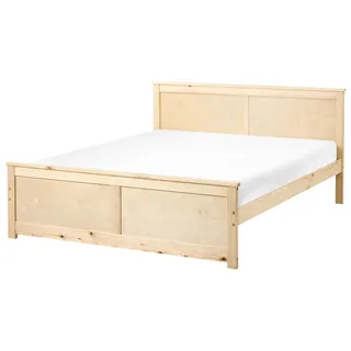 BELIANI Bett Hellbraun Kiefernholz 140 x 200 cm mit Kopfteil Lattenrost Skandinavischer Stil Holzbett - Braun