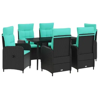 Sofa-Tischset 7 stk. PE Rattan und pulverbeschichteter Stahl - Schwarz, Bunt