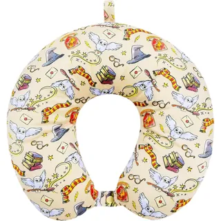 Ful Harry Potter Nackenkissen, All Over Print Memory Foam Reisezubehör für Flugzeug, Auto und Büro, bequem und atmungsaktiv, Creme