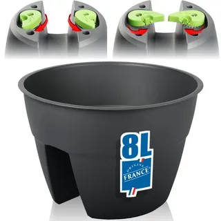 Stimo Blumentopf 30,6cm Balkon für Geländer zum Einhängen Pflanztopf 8L rund Balkontopf Geländertopf (1)
