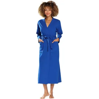 DKaren Women's Bademantel Damen Frottee ohne Kapuze Melisa Clothes, Blau, M
