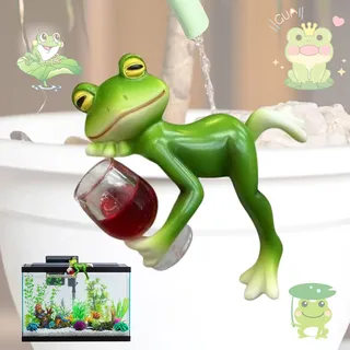 Weploda Frosch Blumentopf Hänger Ornament, Mini Süße Frösche Garten Pflanzgefäß Dekor, Lustiger Trink Frosch Statue, Wetterfest Hängende Frosch Figur Kantenhocker Dekoration