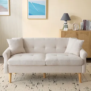 Fortuna Lai Modernes Design, Polstermöbel, Chenille-Stoff, Doppelsofa, Polstersofa, Sofa mit dicken Kissen, geeignet für Wohnzimmer, Schlafzimmer, Wohnung usw. Video verfügbar - Beige