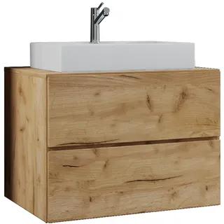 Waschtisch VCM "2-tlg. Waschplatz Waschtisch Lendas S Schublade", braun (honig, eiche), B:80cm T:52cm, Waschtische, Waschtisch