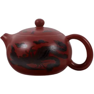 PHENOFICE Zisha im Asiatischen Stil aus Violettem Ton 230ml Teekanne mit Ergonomischem Griff und Rutschfester Basis Dekorative Teekanne für Zuhause und Tee Shop