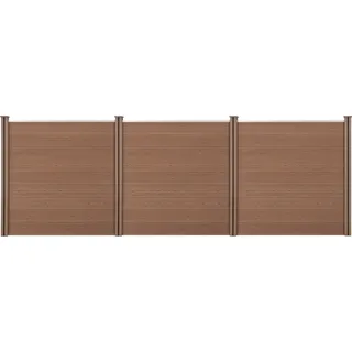 WPC Gartenzaun mit Pfosten Sichtschutz Windschutz Lamellenzaun Zaun 183x531cm [neu.holz] - Braun