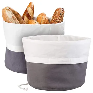 Rosenstein & Söhne Brottasche: 2er-Set XL-Brotkorb aus Baumwolle, verschließbare Kordel, Ø 25 cm (Brot-Aufbewahrungsbox, Brotbeutel Stoff, Dose)