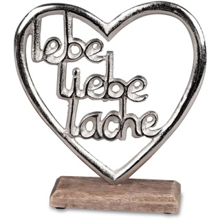 formano Deko Herz Alu Mango Holz 15cm - Lebe Liebe Lache - Tischdeko & Aufsteller