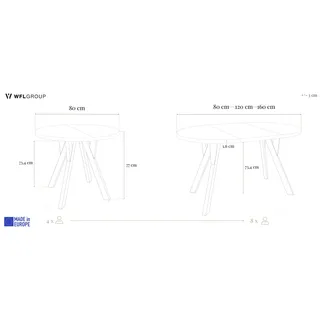 WFL GROUP Avero 80-160 x 77 cm Eiche Sonoma dunkelbraun