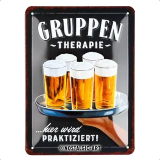 Nostalgic Art Nostalgic-Art Retro Blechschild, 15 x 20 cm, Gruppentherapie – Bier – Geschenk-Idee als Bar-Zubehör, aus Metall, Vintage Design mit Spruch, Blechschilder Sprüche, Bier-Deko
