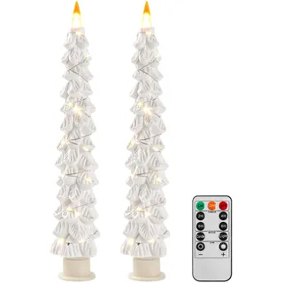 Weihnachtsbaumkerzen Umgeben von Lichterketten, LED flammenlose Kerzenlichter mit Fernbedienung Timing-Funktion, weiß