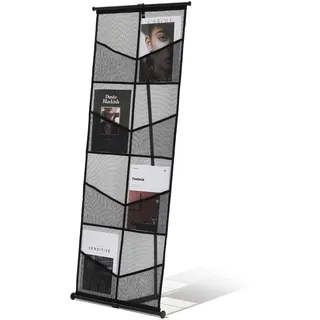 Vevor Prospektständer, 4-stöckig, 8 Fächer, Zeitschriftenständer aus Netzgewebe, für Zeitschriften, Zeitungen & Kataloge, Prospekthalter mit Tragetasche für Geschäfte, Ausstellungen & Büros