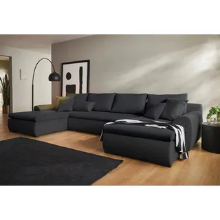 Home Affaire Wohnlandschaft HOME AFFAIRE "Win U-Form, B: 366 cm - OTTO. Verlässliche Qualität.", schwarz (anthrazit, schwarz), B:366cm H:85cm T:176cm, 100% Polyester, Sofas, Wohnlandschaft, mit Bettfunktion, Bettkasten & 5 Zierkissen