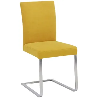 Moderano Schwingstuhl , Gelb, Edelstahlfarben , Metall, Textil , Flachrohr , 47x97x60 cm , Goldenes M , Beinauswahl, Lederauswahl, Stoffauswahl, Typenauswahl , Esszimmer, Stühle, Schwingstühle