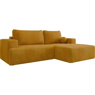 MIRJAN24 Ecksofa Mivo, Wohnzimmmer L-Form mit Schlaffunktion und Bettkasten (Farbe: Wave 05, Seite: Rechts) - Orange