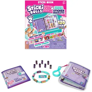 Sky castle Sticki Rolls SR201 - Sticki Book Serie 2, tragbares & teilbares Aufkleberarmband, 120 Mini-Aufkleber, Armband und Sticki-Buch