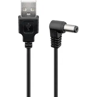 goobay 55157 Stromkabel, Netzkabel, Anschlusskabel – USB-Stecker auf DC-Hohlstecker, 5.5x2.1mm, 5V, Schwarz