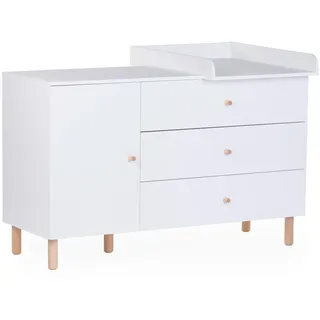 Childhome Wickelkommode , Weiß , Holz , Buche , 2 Fächer , 3 Schubladen , 137x93x75 cm , EN 71 , Babymöbel & Kindermöbel, Babyzimmer, Wickelkommoden & Zubehör, Wickelkommoden