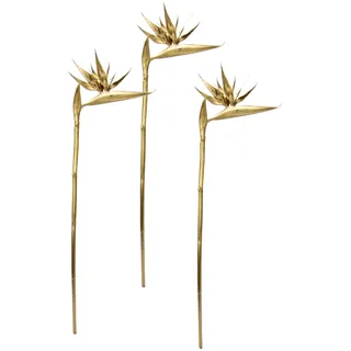 Flair Flower Exotischer Dekozweig Strelitzie Paradiesvogelblume Zweig Künstliche Tropische Blume für Vase Arrangement Gesteck Stielblume Gold Hochzeit Silvester Hawaii Party Themenparty Dekoration, Gold, 95cm