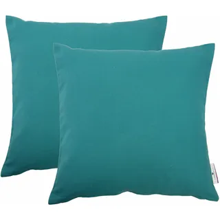 Dekokissen TOM TAILOR HOME "Dove" Gr. 2, blau (aqua, unifarben), B:48cm L:48cm, Baumwolle, Dekokissen_Sitzkissen_Kissenhüllen, Dekokissen, unifarben, Kissenhüllen ohne Füllung, 2er Pack