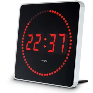 Orium 11937 Elektrische Wanduhr LED Metall/Aluminium/Glas schwarz/Silber 28 x 2,5 x 28 cm