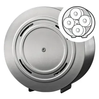 racon® X KR quattro Toilettenpapierspender, für Kleinrollen, Edelstahl gebürstet, Maße: H 320 x B 320 x T 125 mm