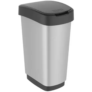 Rotho Twist Mülleimer 50 l Silber