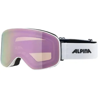 Alpina SLOPE Q-LITE - verspiegelte, kontrastverstärkende OTG Skibrille mit 100% UV-Schutz für Erwachsene - white matt mirror rose (11) one size