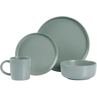 Novel Kombiservice , Grün , Keramik , 16-teilig , Uni , 410 ml,900 ml , Lfgb , lebensmittelecht , Geschirr, Geschirrsets, Kombiservice