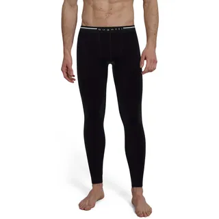Lange Unterhose BUGATTI "Rom", Herren, Gr. 6L, schwarz (schwarz, dunkel, uni), Obermaterial: 95% Baumwolle, 5% Elasthan, körpernah, Unterhosen Lange Unterhose, mit Logo, bequem, elastisch, Baumwollmix, schneidet nicht ein, eng