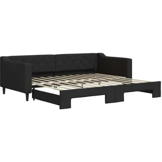 vidaXL Tagesbett Ausziehbar Schwarz 90x200 cm Stoff - Schwarz