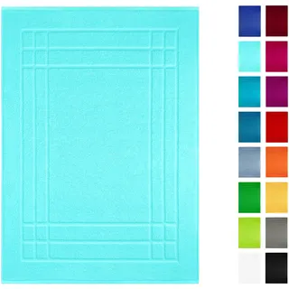 Lashuma Linz waschbar weicher Badvorleger 50x70 cm Türkis, Frottier Badematte saugstark