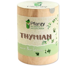 Feel Green Pflanzy Thymian, Bio Samen, Nachhaltige Geschenkidee (100% Eco Friendly), Grow Your Own/Anzuchtset, Pflanzen im Holzzylinder, Made in Austria