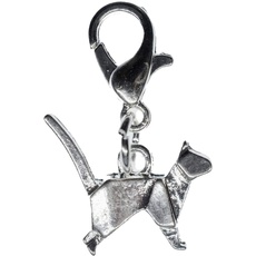 Miniblings Katze Charm Zipper Pull Tier Kater Origami silber - Handmade Modeschmuck I Kettenanhänger versilbert - Bettelanhänger Bettelarmband - Anhänger für Armband